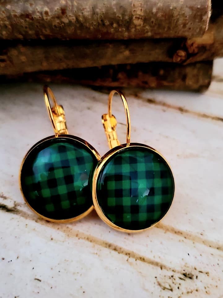 Buffalo Check Plaid Lightweight Drop Earrings SIZE 14mm