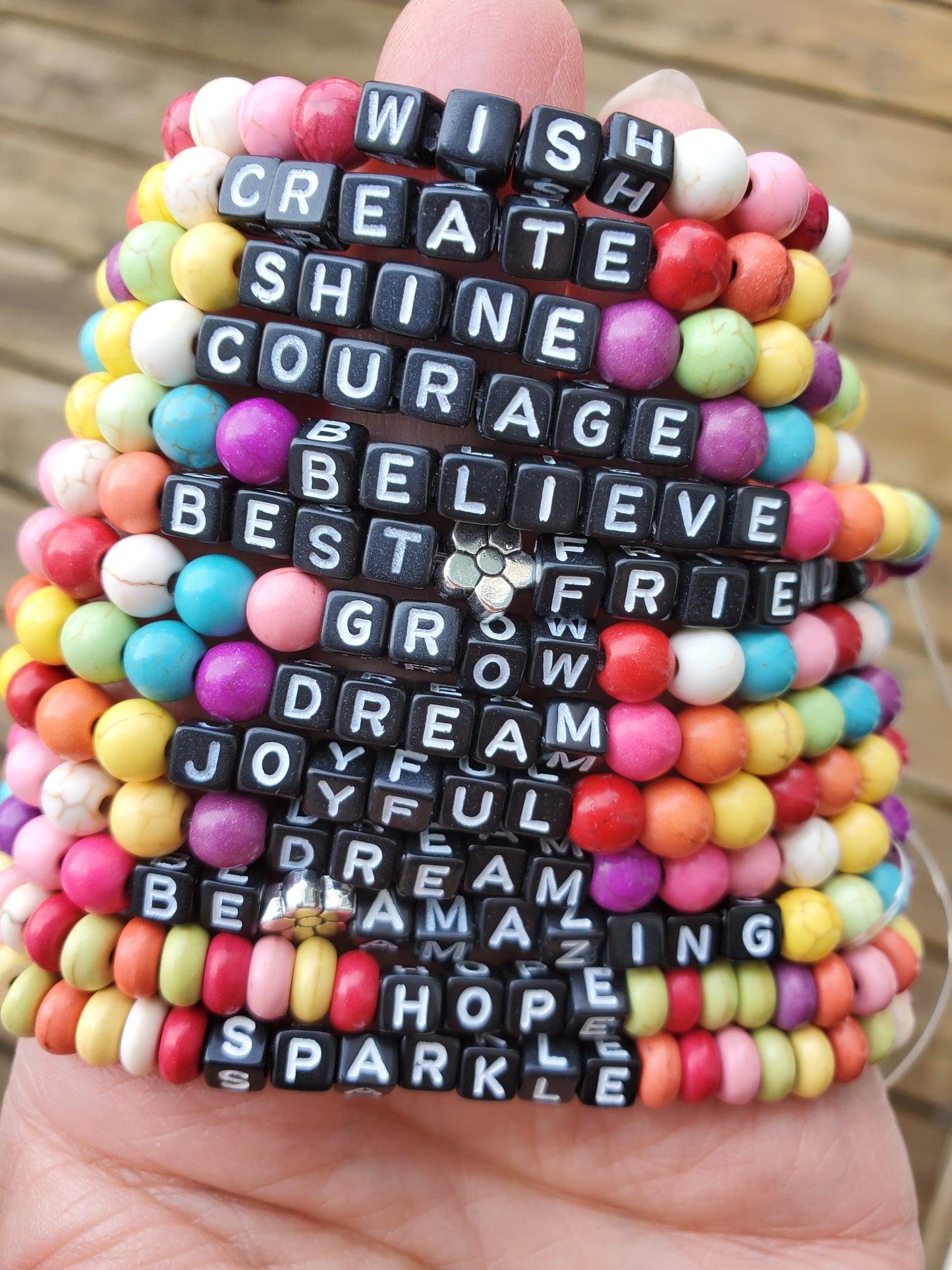 Beaded Inspirational Mantra Bracelet - SOLID COLORS
