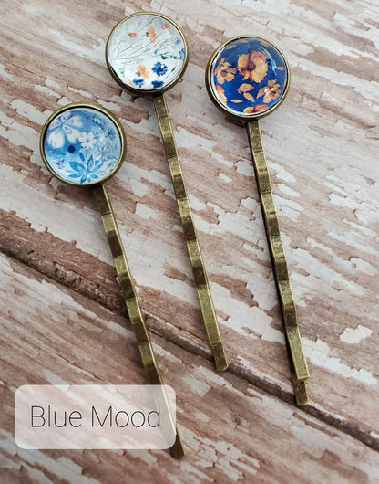 Hair Pins - Floral Blue Mood (Set of 3)