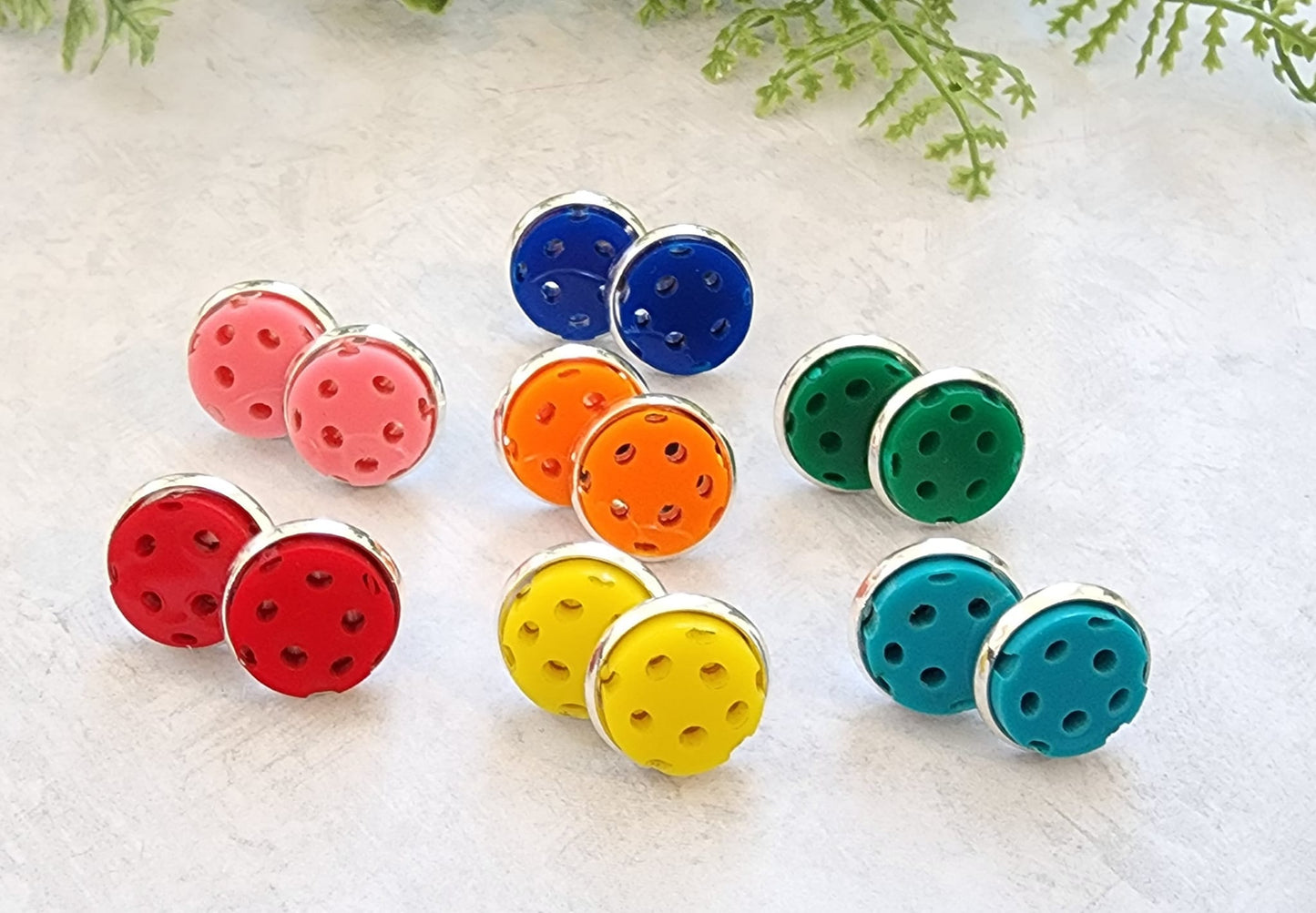 Pickleball Stud Earrings Multi Colors